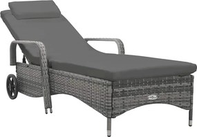 vidaXL antracitszürke kerekes polyrattan napozóágy