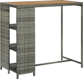 vidaXL szürke polyrattan bárasztal tárolópolccal 120 x 60 x 110 cm