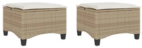 2 db bézs polirattan kerti székek párnákkal 55x55x36 cm
