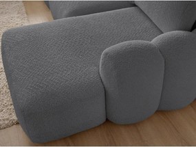 Szürke buklé kinyitható-tárolóhelyes sarokkanapé (jobb oldali-heverő résszel) Montaigne – Bobochic Paris