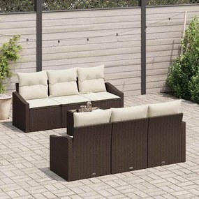 Kerti Kanapé Szett párnával 7 pcs Barna és Krém 55 x 55 x 37 cm