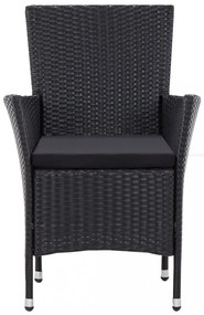 5-részes fekete kültéri polyrattan étkezőgarnitúra