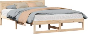 vidaXL Ágykeret fejtámlával Természetes 150 x 200 cm Tömör fenyőfa
