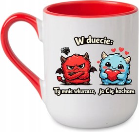Bögre Duettben Te idegesítesz engem Én szeretlek Valentin nap Piros 330 coffee