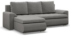 Tokio sarokkanapé, 2 ágyneműtartóval, bársony, baloldali, világosszürke