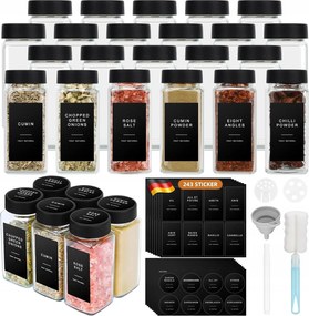 12 db-os szögletes fűszertartó tégely szett 24 X 120 ml