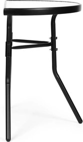 Kerti asztal, MultiGarden SC-090, fekete, 70 x 43 cm, magasság: 64 cm, félköríves, edzett üveglap, porszórt acél váz