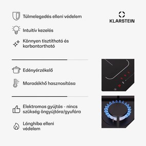 Klarstein MultiChef 4, indukciós és gáz tűzhely, 4 főzőzóna, 2 gázégő, 2 indukciós főzőlap, FlexZone