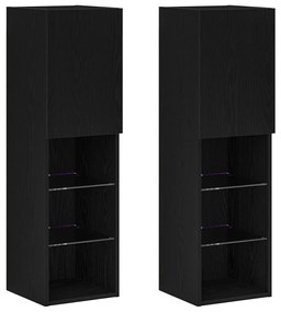 LED TV szekrény 2 db Fekete Tölgy 30,5x30x102 cm Mérnökifából