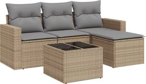 vidaXL 5 részes bézs polyrattan kerti ülőgarnitúra párnákkal
