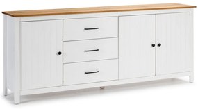 Fehér borovi fenyő alacsony komód 190x80 cm Miranda – Marckeric