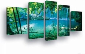 Vászonkép 170x100 Természet vízesés erdő zöld víz nyugalom frissesség trópusok