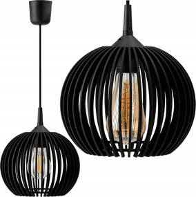 Led Mennyezeti Függő Lámpa Fa Fekete 1xE27 Stílusos Állítható