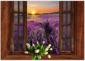 Poszterek 100x70 Kilátás az ablakból a levendulára