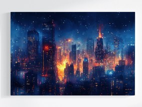 Vászonkép Canvas Város Panoráma Felhőkarcolók Éjszakai Fény Kilátás 120x80