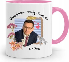 Rózsaszín Politikai Bögre Mateusz Morawiecki Miniszterelnök fényképes nyomtatással