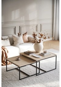 Natúr színű dohányzóasztal tölgyfa asztallappal ø 80 cm Deerfield – Rowico