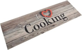 vidaXL szürke mosható cooking feliratos bársony konyhaszőnyeg 60x180cm