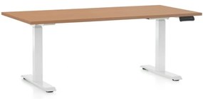Állítható magasságú asztal OfficeTech C, 160 x 80 cm, fehér alap, bükkfa