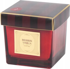 Illatgyertya 8x8x8cm Piros Bourbon Vanilla