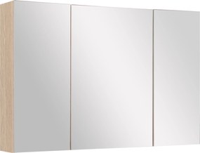 kleankin Tükörrel Ellátott Fürdőszekrény 3 Ajtóval és Magasságban Állítható Polcokkal Modern Stílus 90x60x13.5 cm Tölgy | Aosom