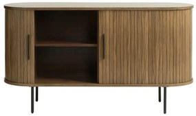 Barna alacsony komód tolóajtóval, tölgyfa dekorral 140x76 cm Nola – Unique Furniture