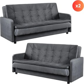 2 db-os szett, ágyazható kanapé szürke színben STELLA