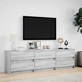 szürke sonoma színű szerelt fa LED-es TV-szekrény 180x34x50 cm