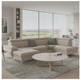 CATANIA jobb oldali U-alakú sarokkanapé tárolóval, bézs