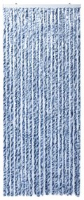 kék, fehér és ezüstszínű zsenília rovarfüggöny 90 x 220 cm
