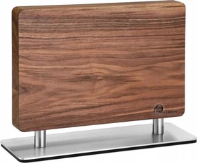 Mágneses késtartó diófából, rozsdamentes acél talppal