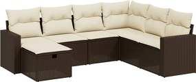 vidaXL 7 részes barna polyrattan kerti ülőgarnitúra párnákkal