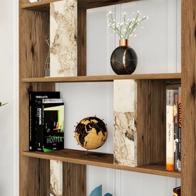 Könyvespolc Lima - Diós, Fehér Marble