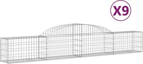 vidaXL 9 db íves horganyzott vas gabion kosár 300x30x40/60 cm