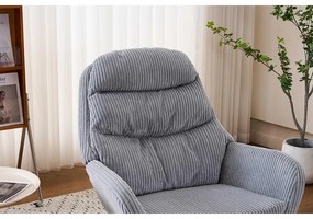 Hintaszék, relaxációs szék kordbársony kárpitozással, szürke
