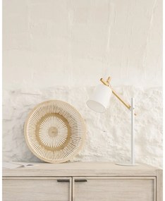 Fehér akácfa asztali lámpa textil búrával (magasság 65 cm) Kosta – Kave Home