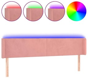 rózsaszín bársony LED-es fejtámla 163x16x78/88 cm