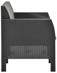 4 részes antracit PP rattan kerti bútorgarnitúra párnákkal