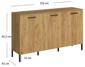 Komód Shanna (arany craft tölgy + antracit). 1053222