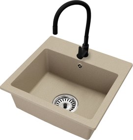 Gránit mosogató szifonnal, bézs, 44,2x41,5, DONYK