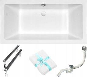 Téglalap alakú akril kád Cersanit Intro 150x75 lábszifon törölköző