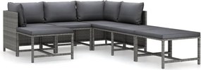 vidaXL 7 részes szürke polyrattan kerti ülőgarnitúra párnákkal