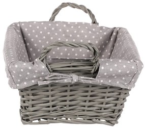 Fonott kosár szövettel szürke, 35 x 25 x 13 cm