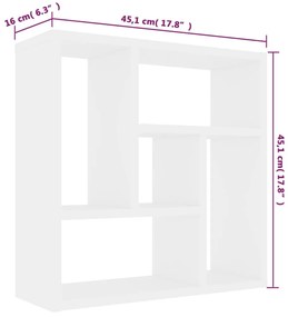 fehér szerelt fa fali polc 45,1 x 16 x 45,1 cm
