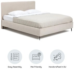 Bézs kárpitozott franciaágy ágyráccsal 160x200 cm Noira Slim – Bonami Selection