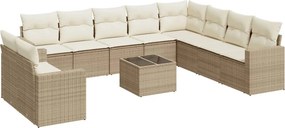 vidaXL 11 részes bézs polyrattan kerti ülőgarnitúra párnákkal
