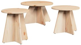 Dohányzóasztal 3 pcs Természetes 49 x 49 x 30 cm Tömör fenyőfa