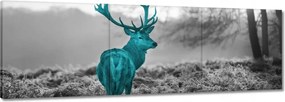 Vászonkép 150x50 Türkiz szarvas agancsokkal