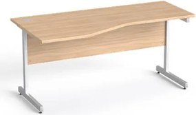 Íróasztal, íves, balos, szürke fémlábbal, 160x80 cm, MAYAH Freedom SV-30, tölgy (IBXA30T)