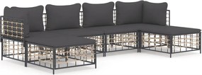 vidaXL 6 részes antracitszürke polyrattan kerti ülőgarnitúra párnákkal